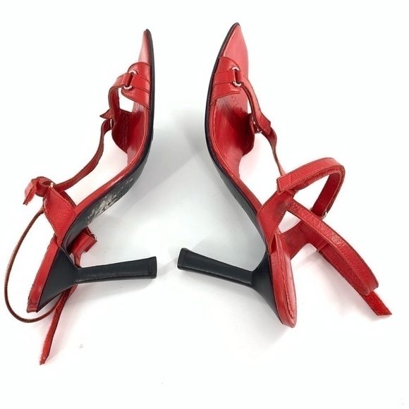 Via Spiga heels size 7.5 red Italian leather minimalist party vintage 90s y2k - Picture 5 of 14